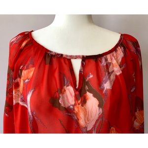 Whisper Vibrant Sheer Top with Key Hole Neckline